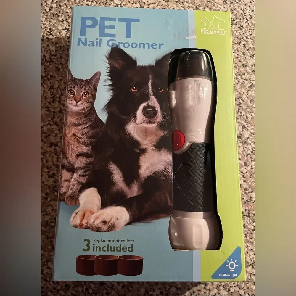 🆕 Vivitar Pet Genius Pet Nail Groomer & 3 replacement rollers w/ built in light